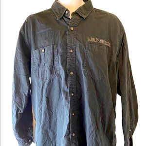 Harley Davidson Black Button Down Long Sleeve L